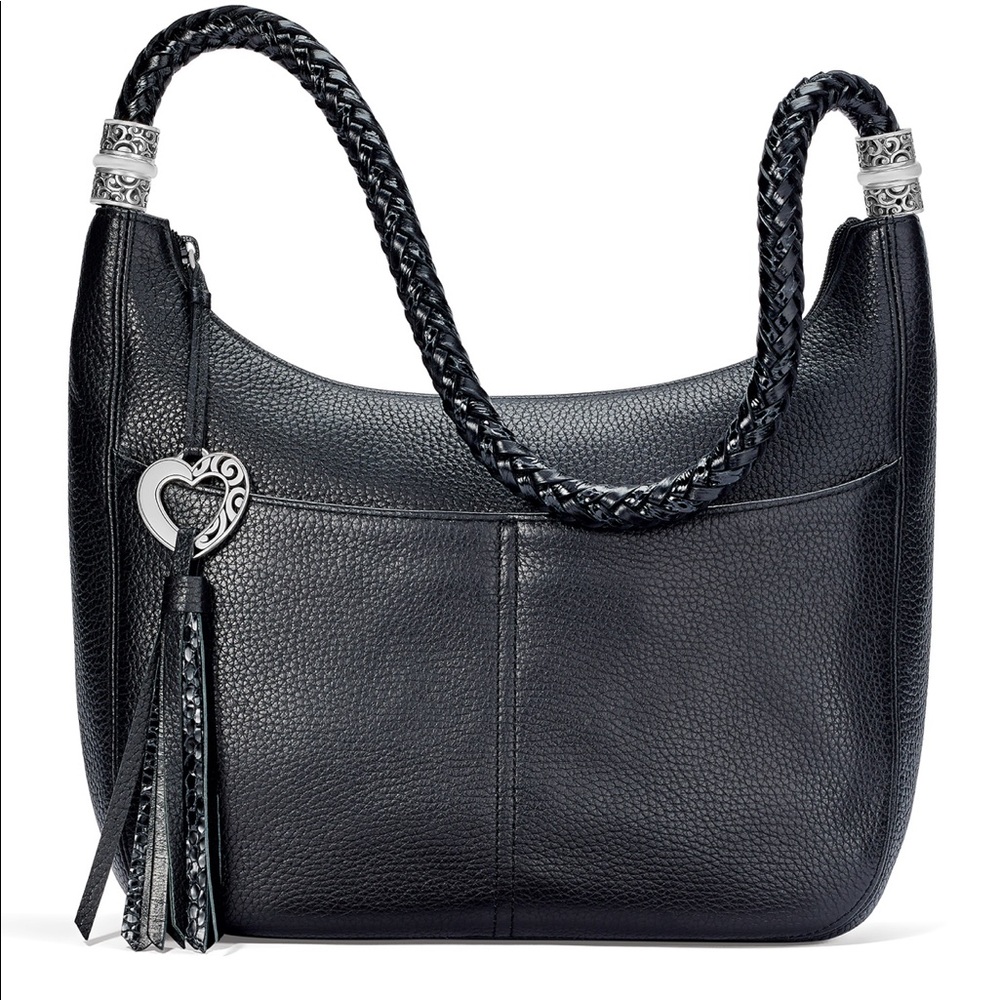 Brighton Barbados black leather hobo bag